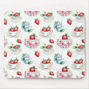 Vintages Erdbeermuster Teacup Blumenmuster Mousepad
