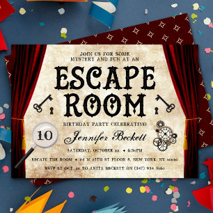 Vintages Escape Room Party jeden Geburtstag Einladung