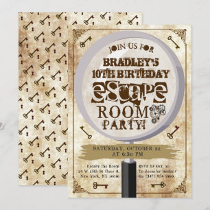 Vintages Escape Room Party jeden Geburtstag Einladung