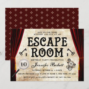 Vintages Escape Room Party jeden Geburtstag Einladung