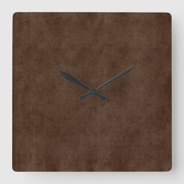 Vintages Espresso Dunkelbraunes Pergament Antike Quadratische Wanduhr (Vorderseite)