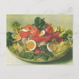 Vintages Essen, Bio, gemischtes, grünes Meshsalat Postkarte