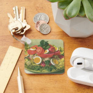 Vintages Essen, Bio, gemischtes, grünes Meshsalat Schlüsselanhänger