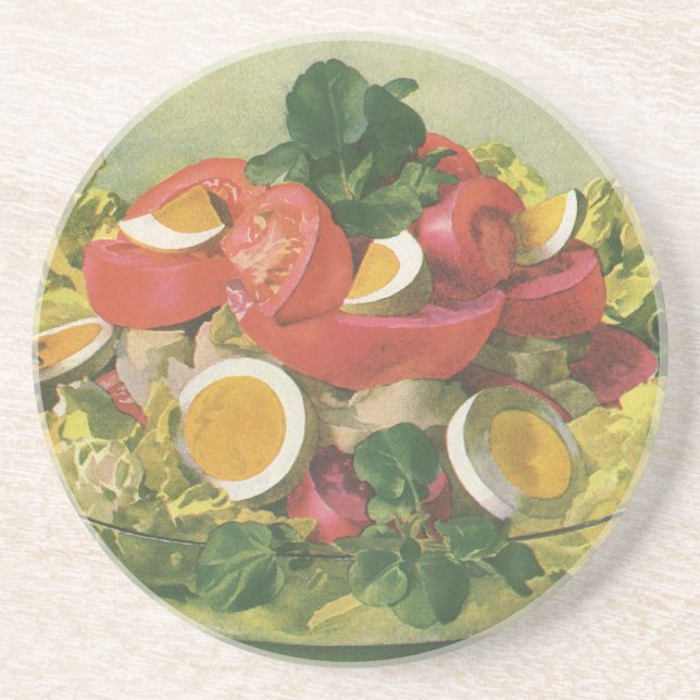 Vintages Essen, Bio, gemischtes, grünes Meshsalat Untersetzer (Vorne)