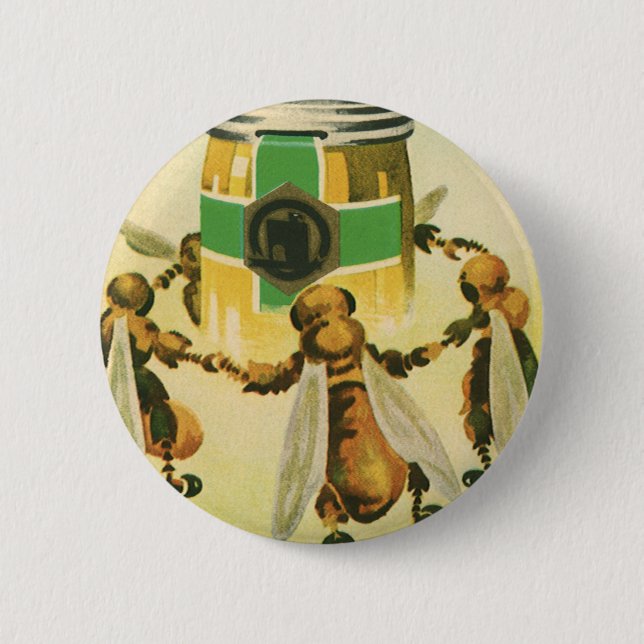 Vintages Essen, Bio Honigbienen, Tanzjar Button (Vorderseite)