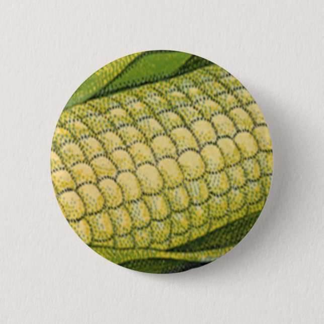 Vintages Essen, gesunde Gemüse, Mais auf dem Cob Button (Vorderseite)