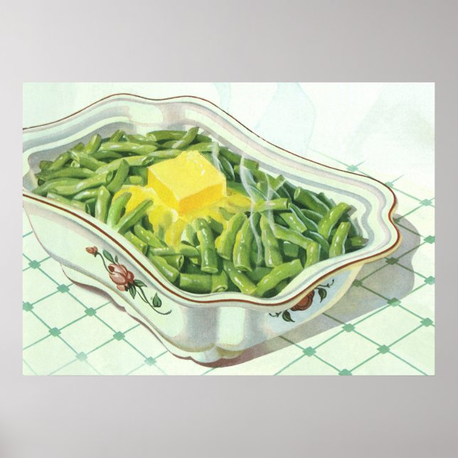 Vintages Essen, grüne Bean Casserole mit Butter Poster (Vorne)