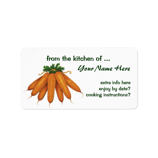 Vintages Essen, Haufen Bio Karotten Gemüse Adressaufkleber (Vorne)