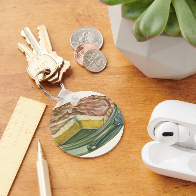 Vintages Essen, Lemon Meringue Pie Dessert Schlüsselanhänger (Schreibtisch)