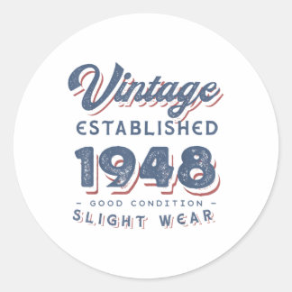 Vintages etabliertes 1948 74. Geburtstagsparty Ret Runder Aufkleber