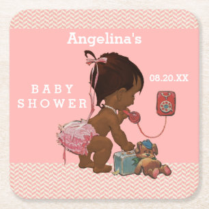 Vintages ethnisches Mädchen auf Rechteckiger Pappuntersetzer