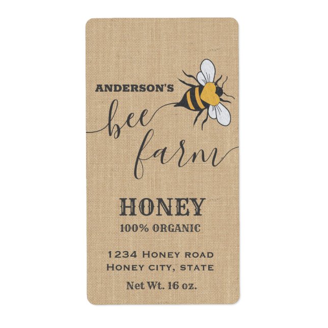 Vintages Etikett für Bettwäsche Bienenschrift (Vorne)