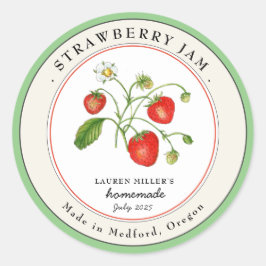 Vintages Etikett für Strawberry Jam Jar Canning Runder Aufkleber