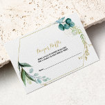Vintages Eukalyptus-Windeln Begleitkarte<br><div class="desc">Diese Vintage Verlosung aus Gold und grünem Eukalyptus ist ideal für eine kleine Babydusche. Das Design besteht aus handbemalten Aquarellgrün,  goldenen und blauen Blätter und Blume,  die in Bouquets und geometrisch eleganten Rahmen gepflegt sind.</div>