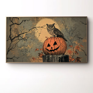 Vintages Eule auf Jack-o''Lantern Poster