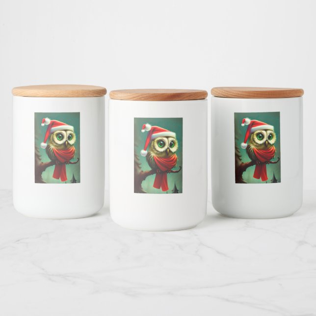 Vintages Eule Niedlich Rustikale Weihnachten Lebensmitteletikett (Flaschen)