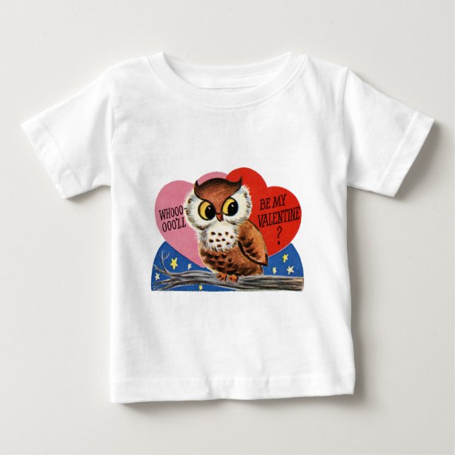 Vintages Eule Valentine Baby T-shirt (Vorderseite)