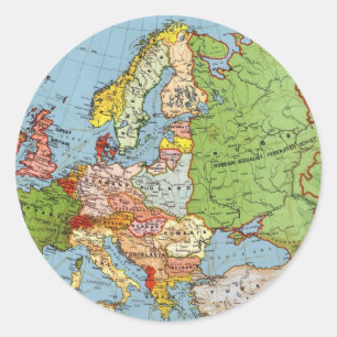 Vintages Europa 20. Jahrhundert - Allgemeine Karte Runder Aufkleber