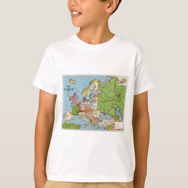 Vintages Europa 20. Jahrhundert - Allgemeine Karte T-Shirt (Vorderseite)