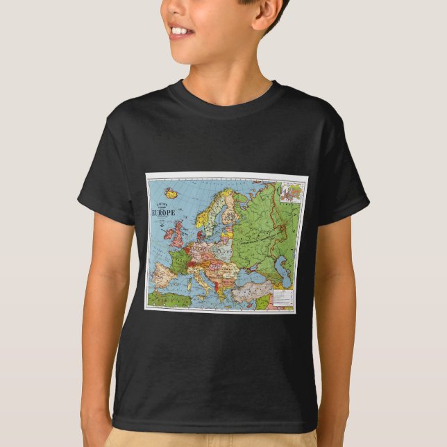 Vintages Europa 20. Jahrhundert - Allgemeine Karte T-Shirt (Vorderseite)