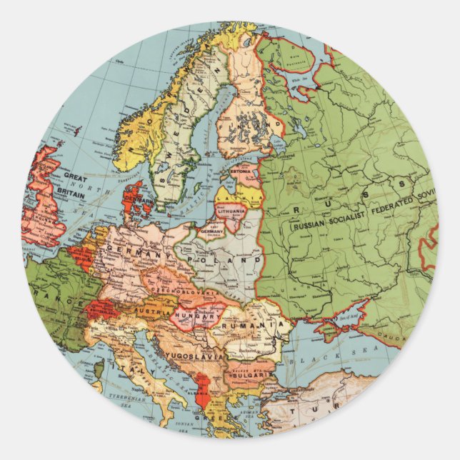 Vintages Europa 20. Jahrhundert Bacons Standardkar Runder Aufkleber (Vorderseite)