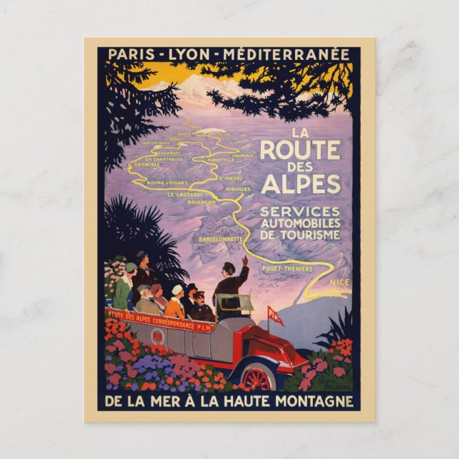 Vintages Europa Alpen Tourismus Reisen Postkarte (Vorderseite)