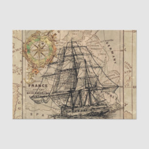 Vintages Europa Alte Navigationskarte Seidenpapier