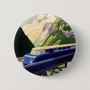 Vintages Europa Bahnreisen Button