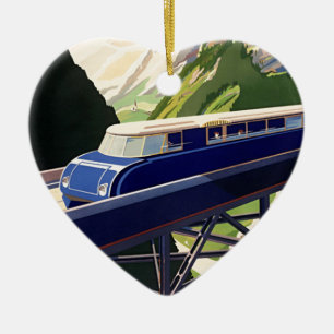 Vintages Europa Bahnreisen Keramikornament