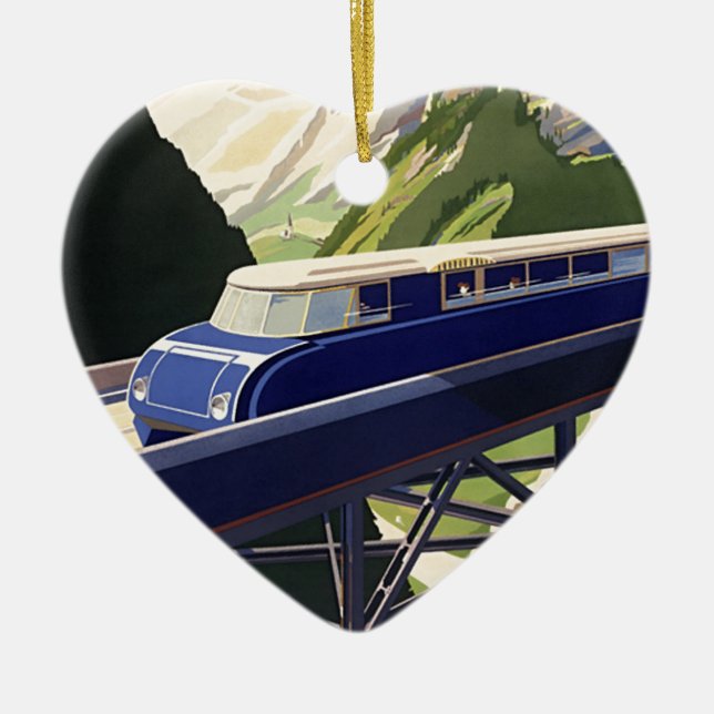 Vintages Europa Bahnreisen Keramikornament (Vorne)