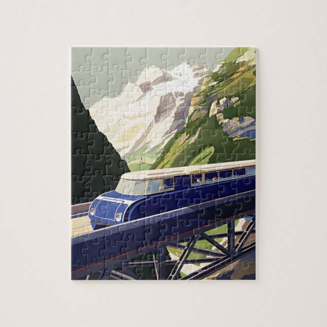 Vintages Europa Bahnreisen Puzzle (Vertikal)