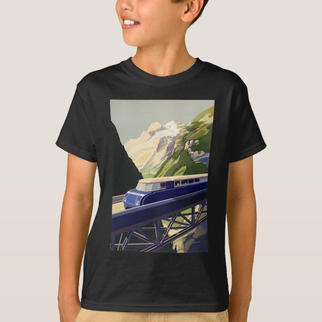 Vintages Europa Bahnreisen T-Shirt (Vorderseite)