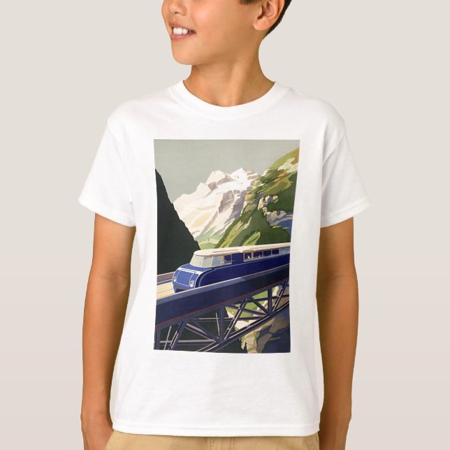 Vintages Europa Bahnreisen T-Shirt (Vorderseite)