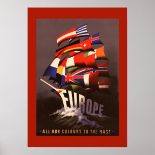 Vintages Europa durch Schiffsreiseplakat Poster