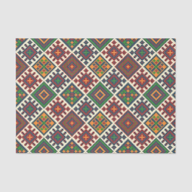 Vintages europäisches Stickereimuster Abstrakt Seidenpapier (Vorderseite)