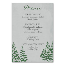 Vintages Evergreen Winter Wedding Menu Tischnummer