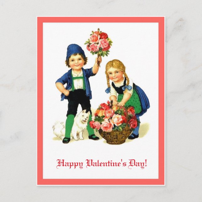 Vintages Exemplar von Valentine Children & Blume Postkarte (Vorderseite)