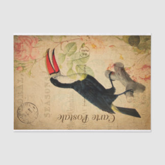 Vintages Exotic Tropical Toucan Bird Floral Franzö Seidenpapier