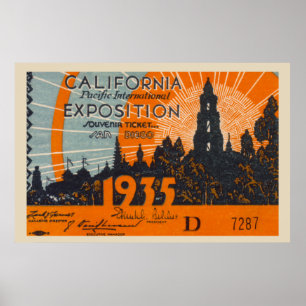 Vintages Expo Ticket Travel Poster von San Diego 1