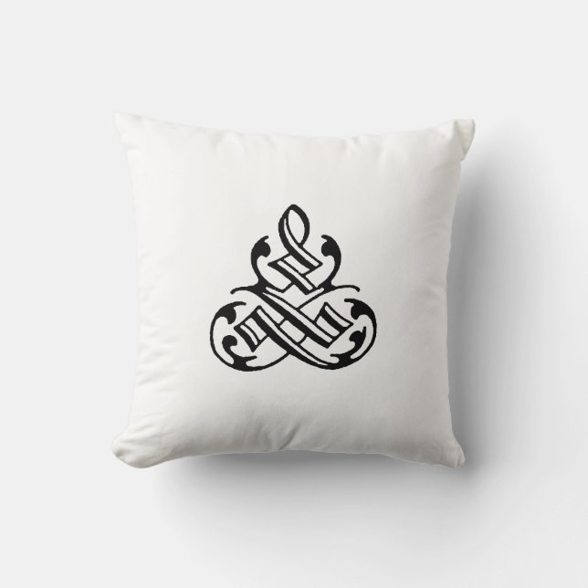 Vintages Extravagantes Geblüht Schwarz-Weiß-Kissen Kissen (Vorderseite)