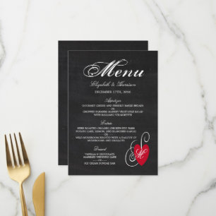 Vintages Extravagantes Herz - Chalkboard Wedding Menükarte