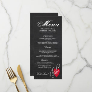 Vintages Extravagantes Herz - Chalkboard Wedding Menükarte
