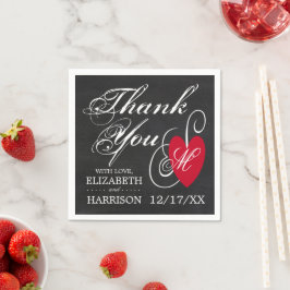 Vintages Extravagantes Herz - Chalkboard Wedding Serviette