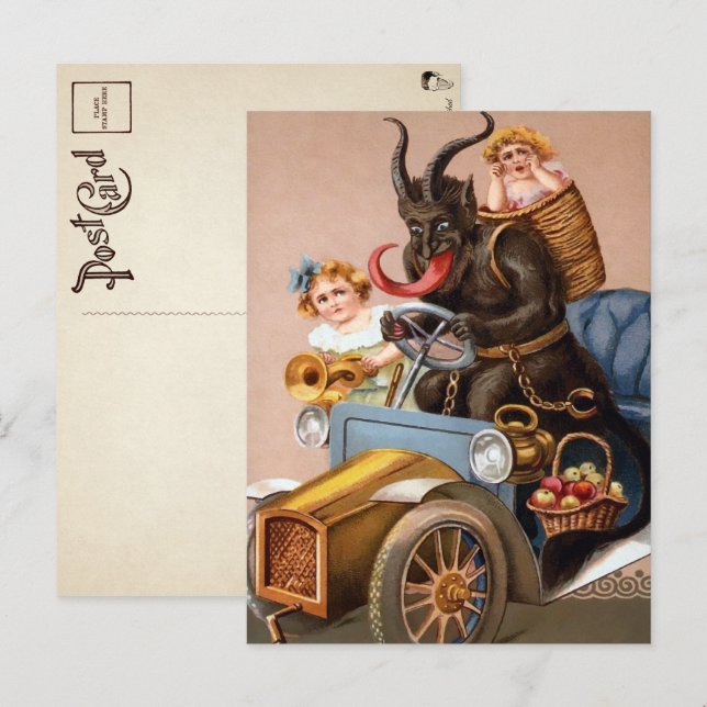 Vintages Fahren Krampus Postkarte (Vorne/Hinten)