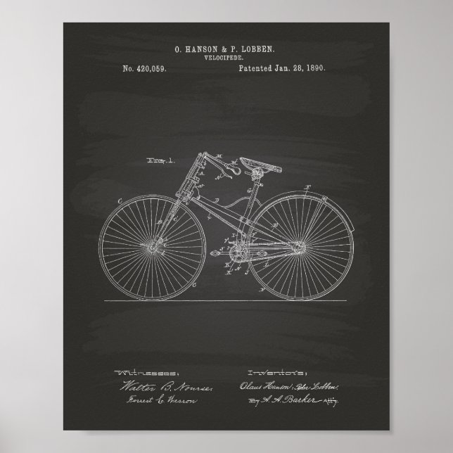 Vintages Fahrrad 1890 Kunstkhalkboard Poster (Vorne)