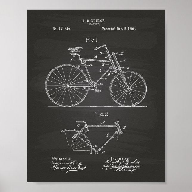 Vintages Fahrrad 1891 Kunstkhalkboard Poster (Vorne)