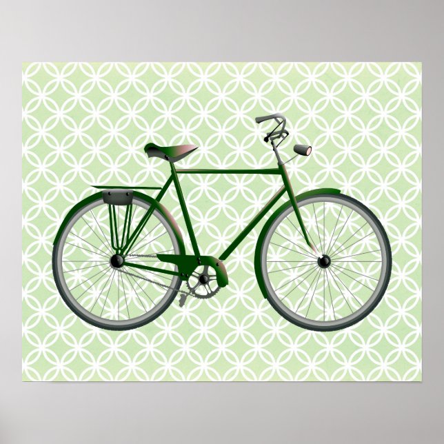 Vintages Fahrrad auf dem Green Retro Art Poster (Vorne)