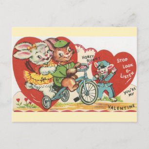 Vintages Fahrrad Bunnies Valentine Feiertagspostkarte
