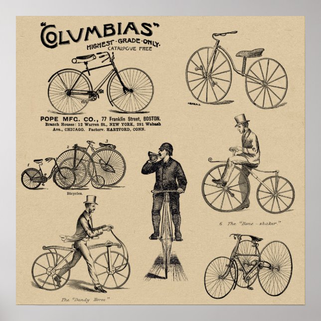 Vintages Fahrrad-Fahrrad-Fahrradplakat Poster (Vorne)