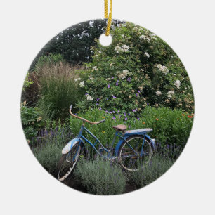 Vintages Fahrrad im Garten Keramik Ornament
